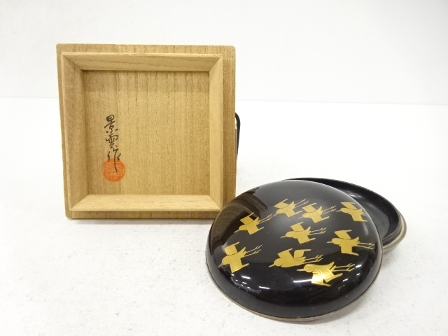 景雲造　金縁　千鳥　蒔絵　香合